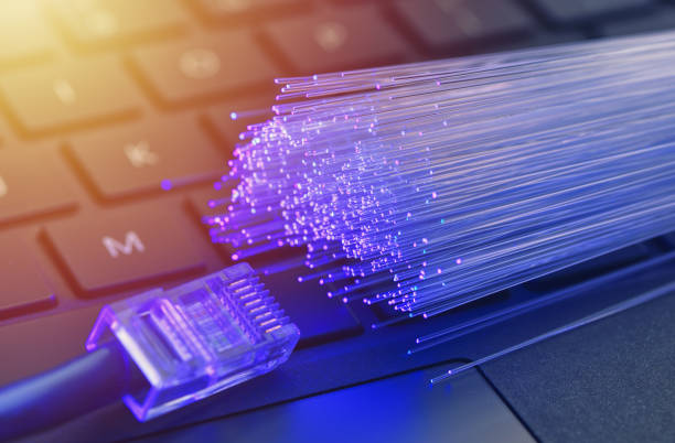 Fiber optic cable connector close up